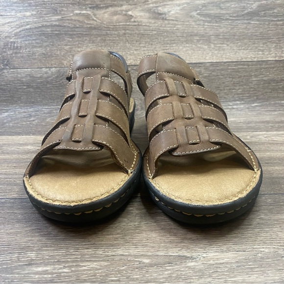 MINNETONKA Leather Fisherman's Sandals Open Toe Brown Women 12 Wide Adjustable - Picture 4 of 11